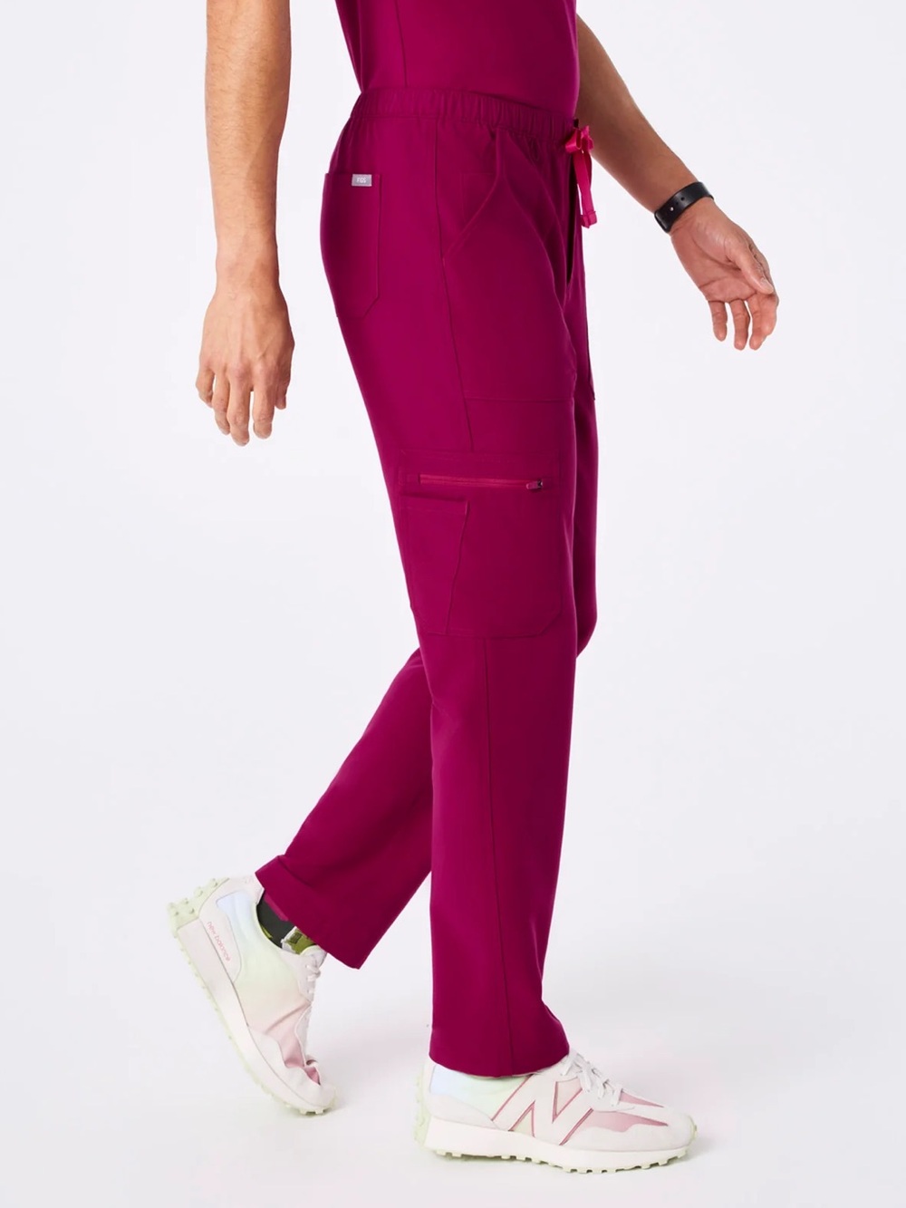 Figs Yola High Rise Slim Scrub Pants in Dark Magenta, Short Length (XL/P)